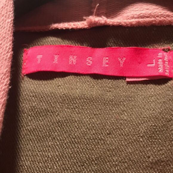 (5/$25) Tinsey Olive & Pink Hooded Jean Jacket - Picture 2 of 3